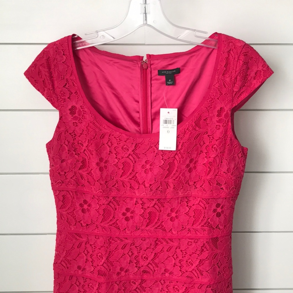 0 Ann Taylor Dark Pink Dress (MSRP $158) - Picture 3 of 9